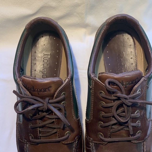 Rockport Vintage Leather Gore Tex Vibram Oxford Shoes Size 12 Brown & Green - Picture 5 of 12